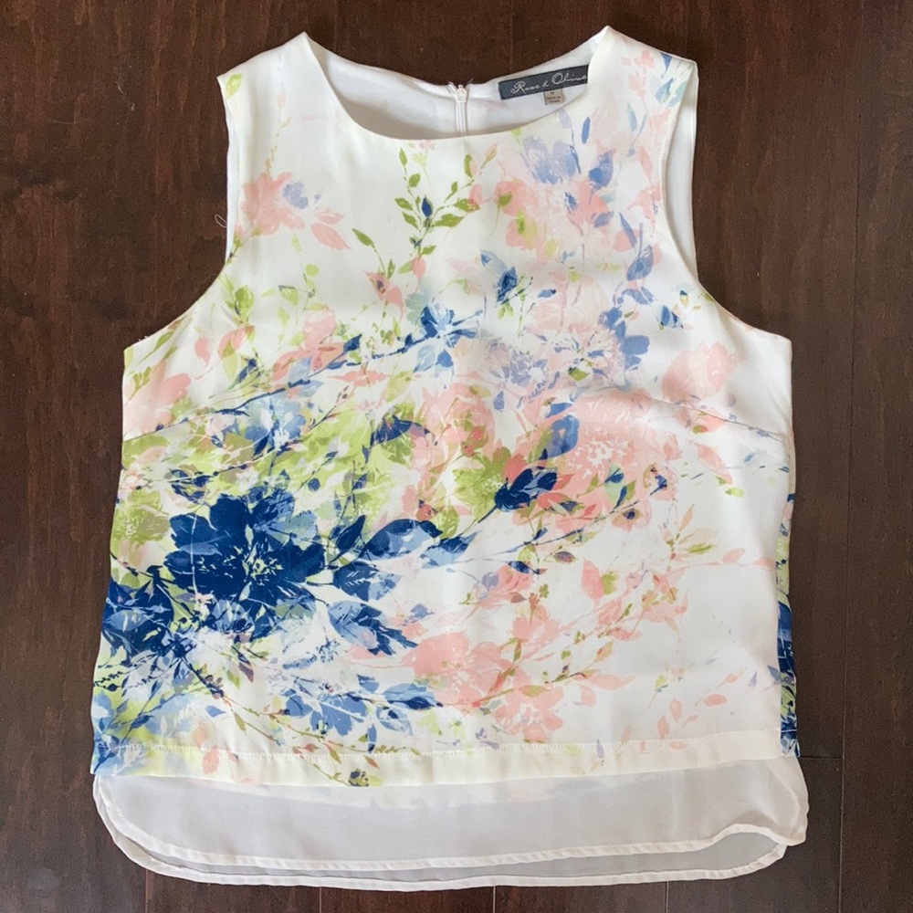 White and floral tank top